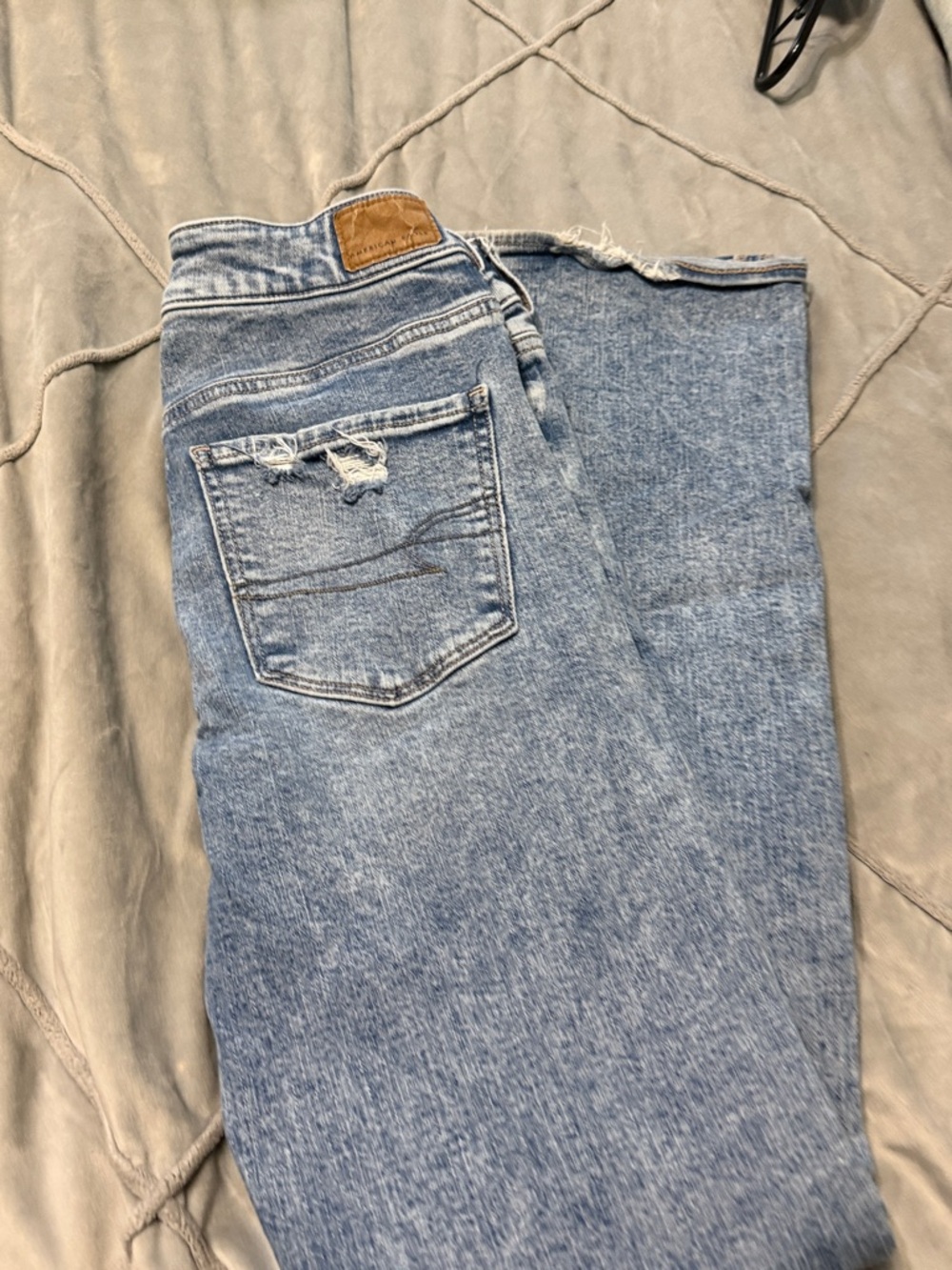 American Eagle Outfitters Light Blue hi rise artist flare Jeans distressed